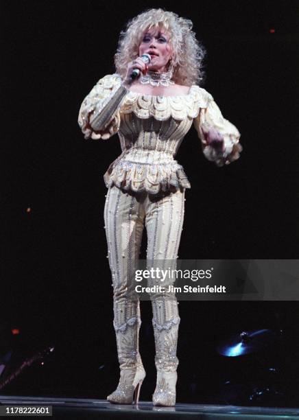 Dolly Parton performs at the Target Center in Minneapolis, Minnesota on October 29, 1990.