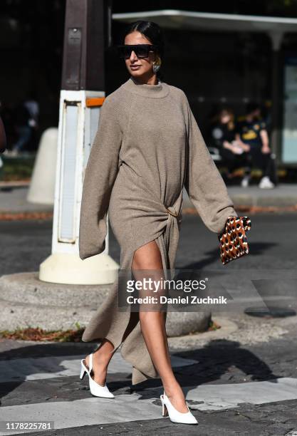 Nausheen Shah is seen outside the Sacai show during Paris Fashion Week SS20 on September 30, 2019 in Paris, France.