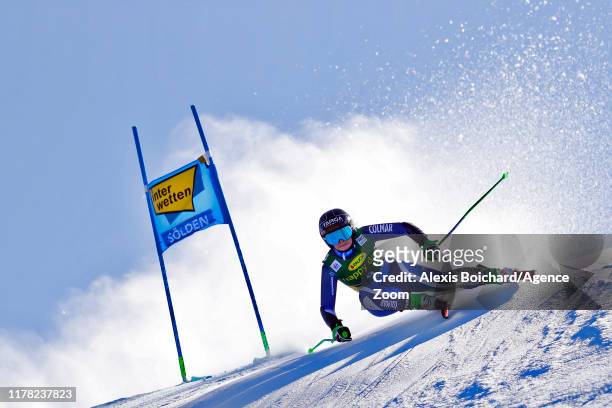 Alice Robinson of New Zealand takes 1st place during the Audi FIS Alpine Ski World Cup Women's Giant Slalom on October 26, 2019 in Soelden, Austria.