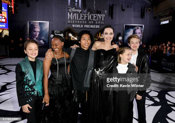 Knox Léon Jolie-Pitt, Zahara Marley Jolie-Pitt, Pax Thien Jolie-Pitt, Angelina Jolie, Vivienne Marcheline Jolie-Pitt, and Shiloh Nouvel Jolie-Pitt...