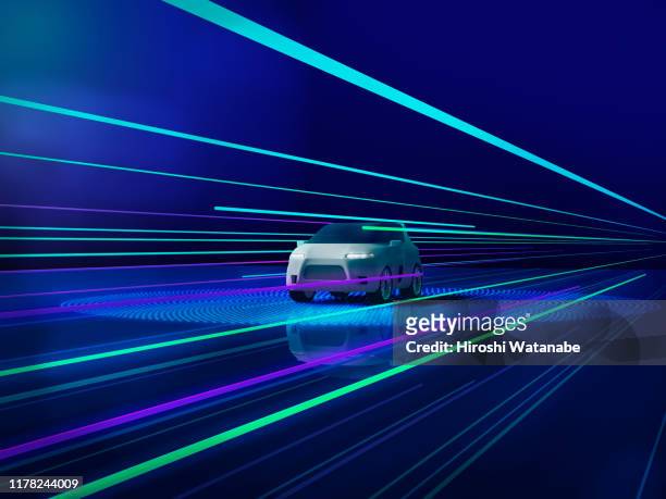 auto driving smart car image - car on the road stock pictures, royalty-free photos & images