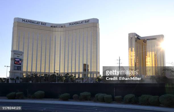 Fence surrounds the Las Vegas Village across from Mandalay Bay Resort and Casino almost two years after a massacre at the site on September 30, 2019...