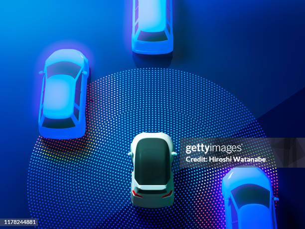 auto driving smart car image - sensor technology stock pictures, royalty-free photos & images