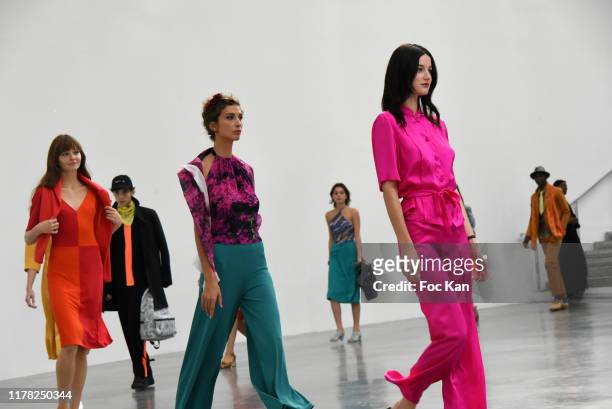 Models walk the runway during the Agnes B. Womenswear Spring/Summer 2020 show as part of Paris Fashion Week on September 30, 2019 in Paris, France.