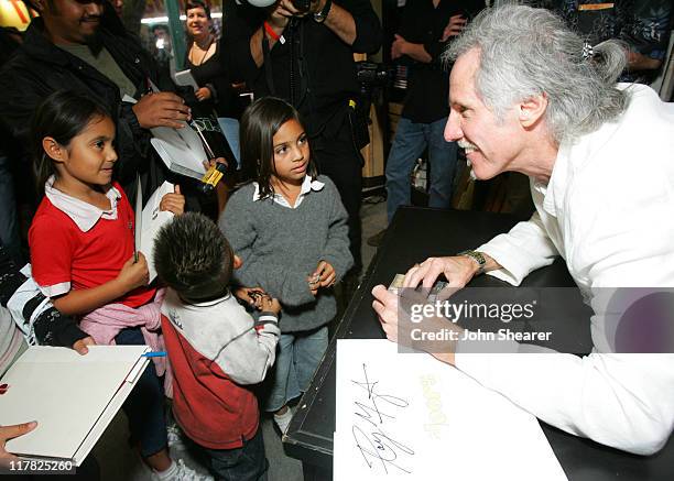 John Densmore of The Doors with some young fans during The Doors 40th Anniversary Celebration - Reading with John Densmore and Perry Farrell at Book...