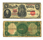 Vintage Five Dollar Bill in US Currency