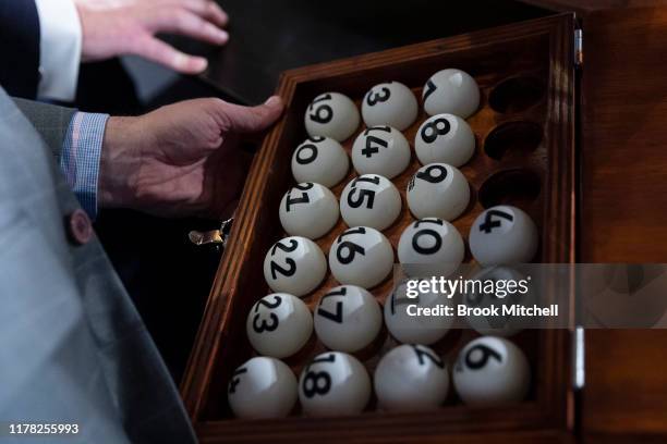 Ball are drawn during the TAB Epson Barrier Draw at Royal Randwick Racecourse on October 01, 2019 in Sydney, Australia.