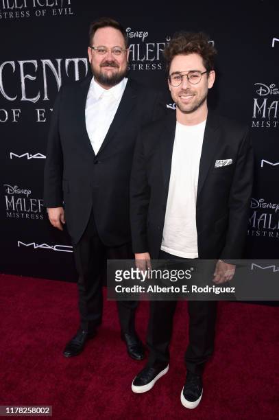 Co-screenwriters Noah Harpster and Micah Fitzerman-Blue attend the World Premiere of Disney’s "Maleficent: Mistress of Evil" at the El Capitan...