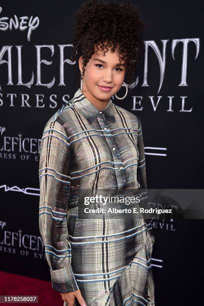 Sofia Wylie attends the World Premiere of Disney’s "Maleficent: Mistress of Evil" at the El Capitan Theatre on September 30, 2019 in Hollywood,...