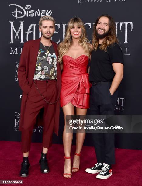 Bill Kaulitz, Heidi Klum and Tom Kaulitz attend the World Premiere of Disney's “Maleficent: Mistress of Evil" at El Capitan Theatre on September 30,...