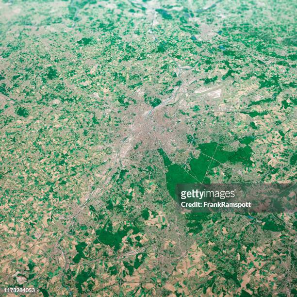 brussel stad 3d renderen luchtfoto landschap uitzicht vanaf zuid-aug 2019 - luchtfoto brussel stockfoto's en -beelden
