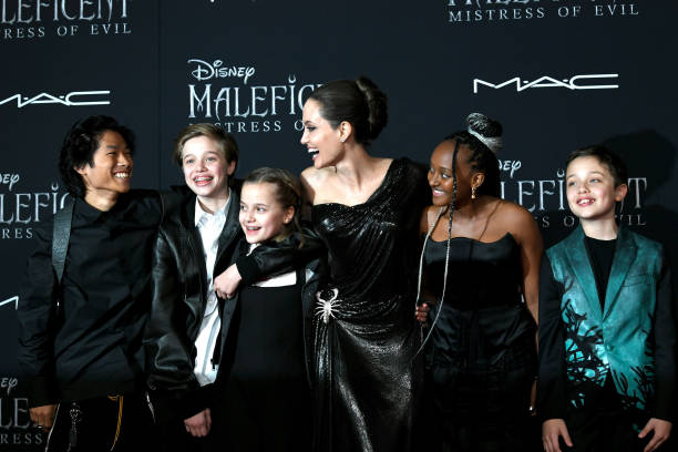 Pax Thien Jolie-Pitt, Shiloh Nouvel Jolie-Pitt, Vivienne Marcheline Jolie-Pitt, Angelina Jolie, Zahara Narley Jolie-Pitt and Knox Leon Jolie-Pitt...