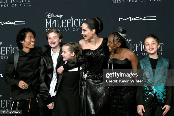 Pax Thien Jolie-Pitt, Shiloh Nouvel Jolie-Pitt, Vivienne Marcheline Jolie-Pitt, Angelina Jolie, Zahara Narley Jolie-Pitt and Knox Leon Jolie-Pitt...