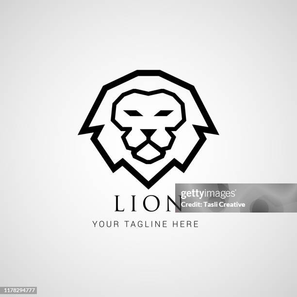 minimal lion head and  vector logo. classic lion face logo  vector design. - law logo stock illustrations