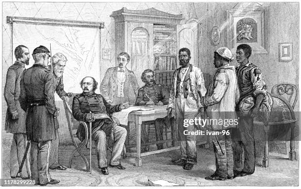 contraband of war - slavery stock illustrations