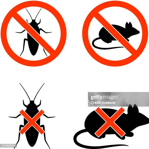 no pests black and white royalty free vector icon set - rodent stock illustrations