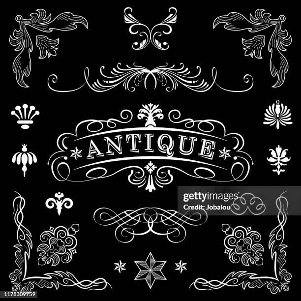 antique elegant ornamental floral abstract elements - lace textile stock illustrations