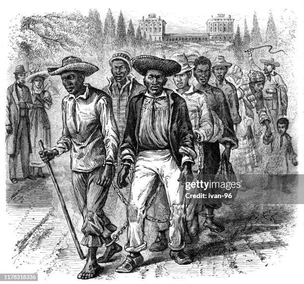 slave-coffle passing the capitol - slavery stock illustrations