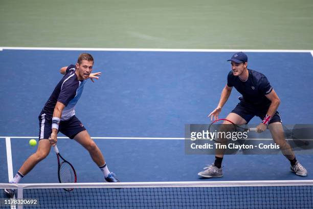 Open Tennis Tournament- Day Eleven. Jamie Murray and Neal Skupski of Great Britain in action against Juan Sebastian Cabal and Robert Farah of...