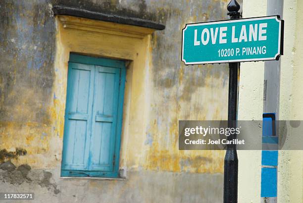 love lane - george town penang stockfoto's en -beelden