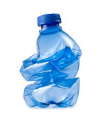 Crushed plastic bottle. Photo with clipping path.
