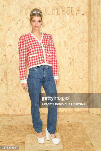 Pixie Geldof attends the Miu Miu Womenswear Spring/Summer 2020 show as part of Paris Fashion Week on October 01, 2019 in Paris, France.