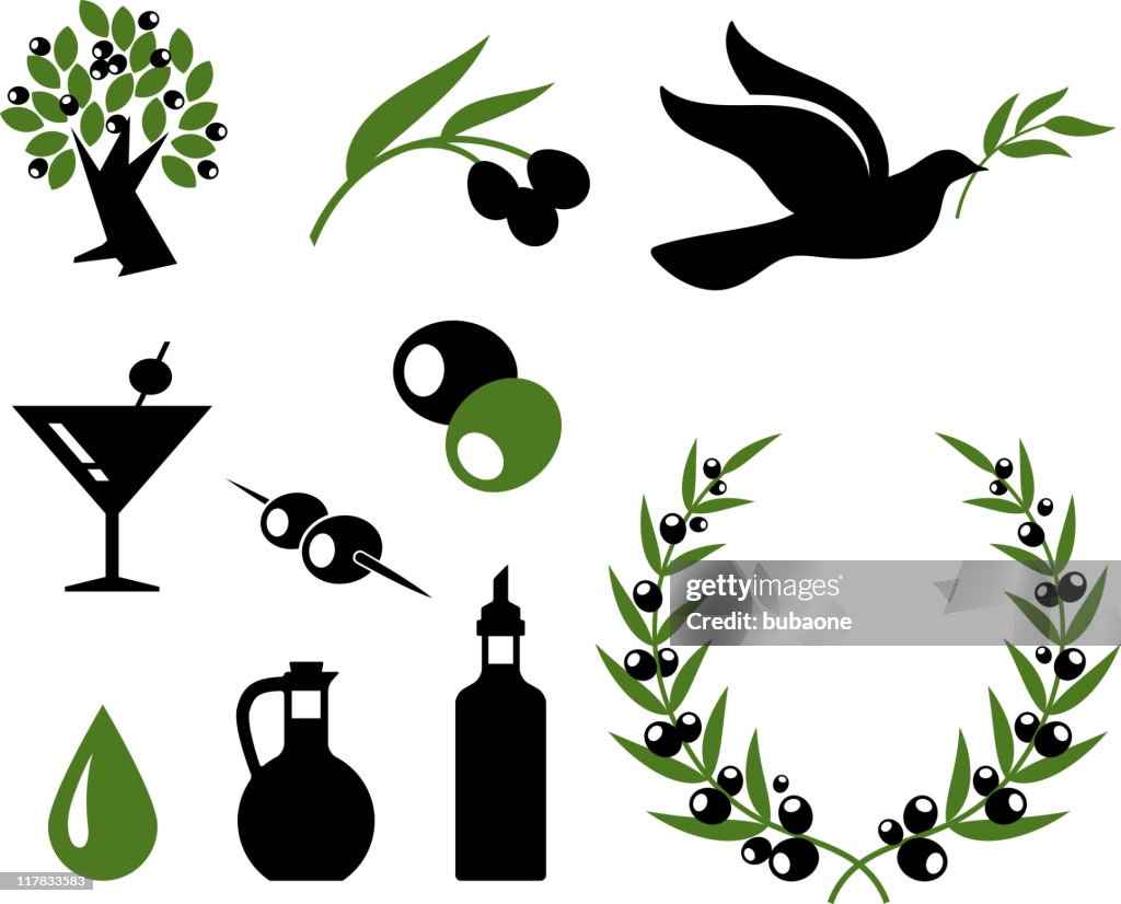 Olive collection-Schwarz und Weiß lizenzfreie vektor icon-set