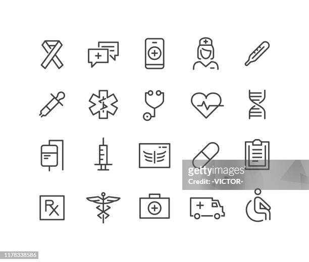 medical icons - classic line series - urgent care stock illustrations