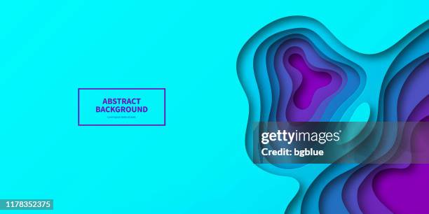 paper cut background - blue abstract wave shapes - trendy 3d design - pink and turquoise background stock illustrations