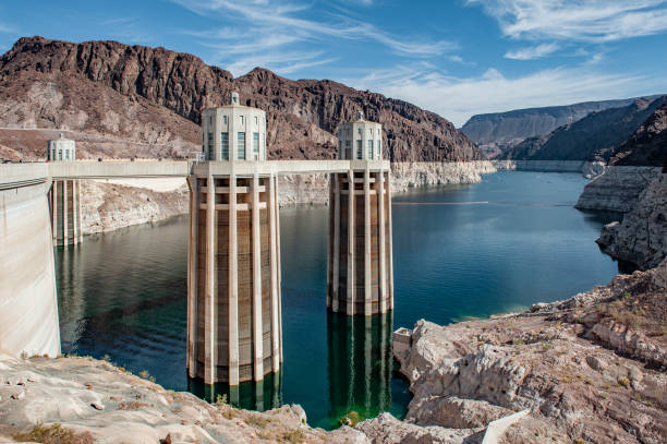hoover dam scenery in the american west - lake mead stock pictures, royalty-free photos & images