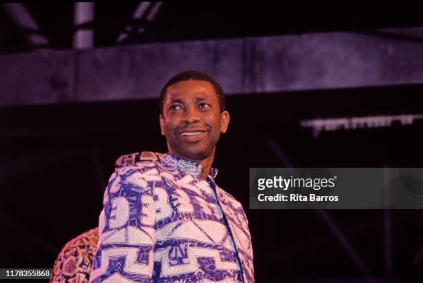 Senegalese musician Youssou N'Dour performs onstage, New York, New York, 1997.