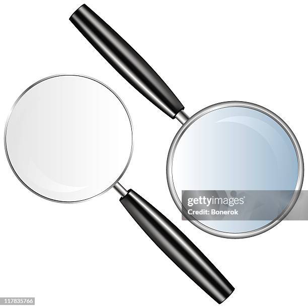 magnifying glass - blue glass stock illustrations