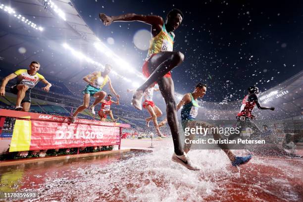 Lamecha Girma of Ethiopia competes in the Men's 3000 Metres Steeplechase heats during day five of 17th IAAF World Athletics Championships Doha 2019...