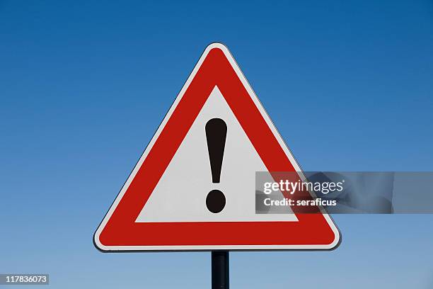 attention! - road warning sign stock pictures, royalty-free photos & images