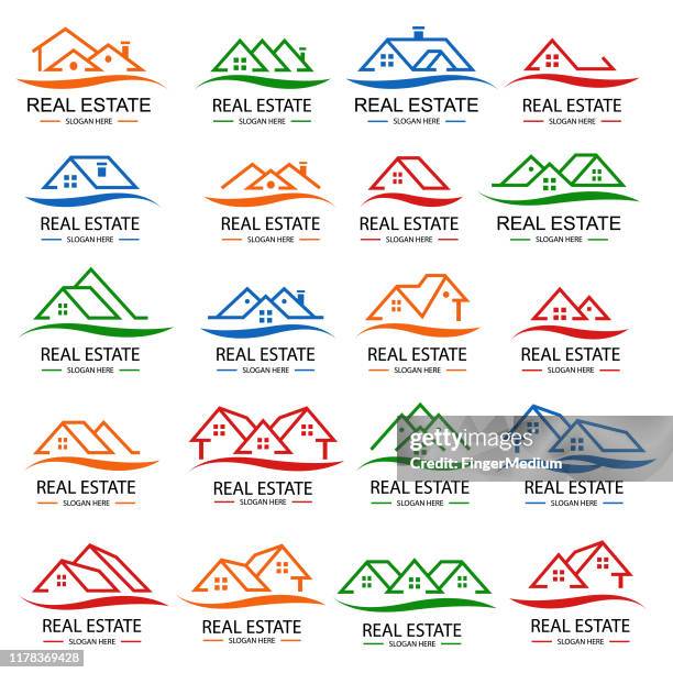 real estate logo design - roof logo stock illustrations