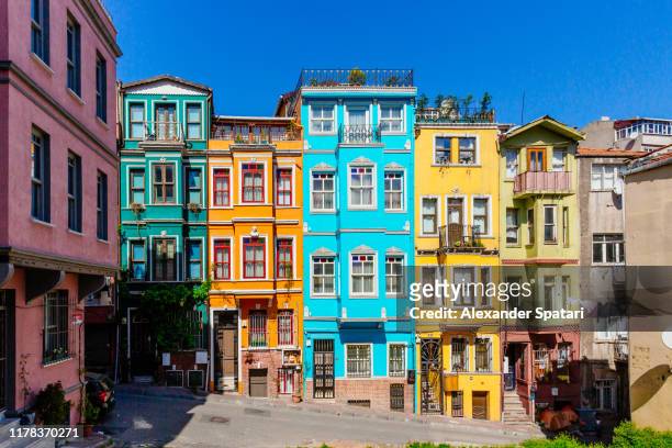 vibrant colorful houses in istanbul, turkey - istanbul stock pictures, royalty-free photos & images