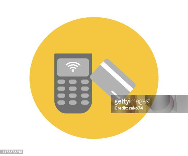 contactless payment icon - credit card swipe stock illustrations