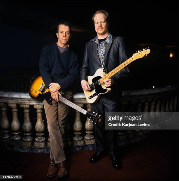 David Bryson and Dan Vickrey, guitarists for rock band Counting Crows, pose for a portrait before a performance at the Orpheum Theater on November...
