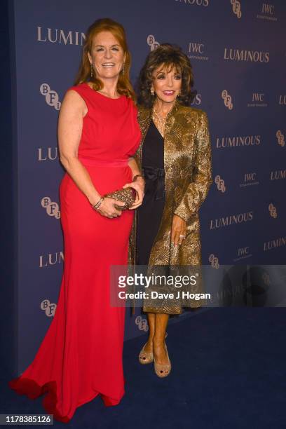 Sarah Ferguson and Joan Collins attend the BFI Luminous Fundraising Gala at The Roundhouse on October 01, 2019 in London, England.