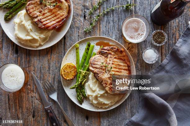 pork chop - mashed potatoes stock pictures, royalty-free photos & images