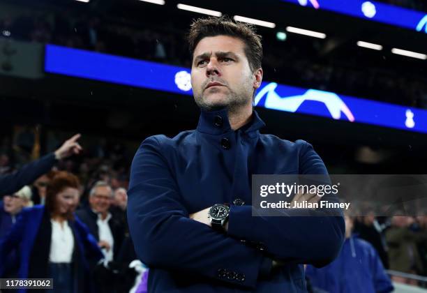 Mauricio Pochettino, Manager of Tottenham Hotspur looks prior to the UEFA Champions League group B match between Tottenham Hotspur and Bayern...