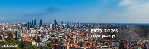 aerial view of milan, italy - milan skyline stock pictures, royalty-free photos & images