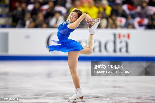 Marin Honda of Japan performs her free skate at the 2019 Skate Canada International ISU Grand Prix event in Kelowna, Canada, on October 26, 2019.