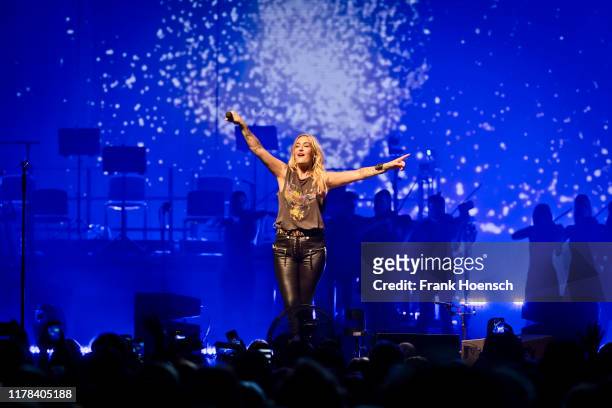 German singer Sarah Connor performs live on stage during a concert at the Mercedes-Benz Arena on October 26, 2019 in Berlin, Germany.