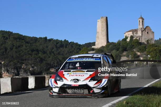 Jari Matti Latvala of Finland and Mikka Anttila of Finland compete with their Toyota Gazoo Racing WRT Toyota Yaris WRC during Day Two of the FIA WRC...