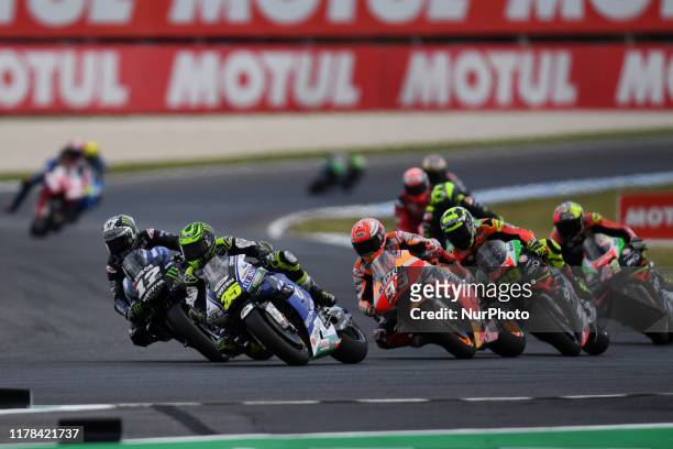 Cal Crutchlow of Great Britain leads on the LCR Honda bike during the Australian MotoGP race at the Phillip Island Grand Prix Circuit on October 27,...