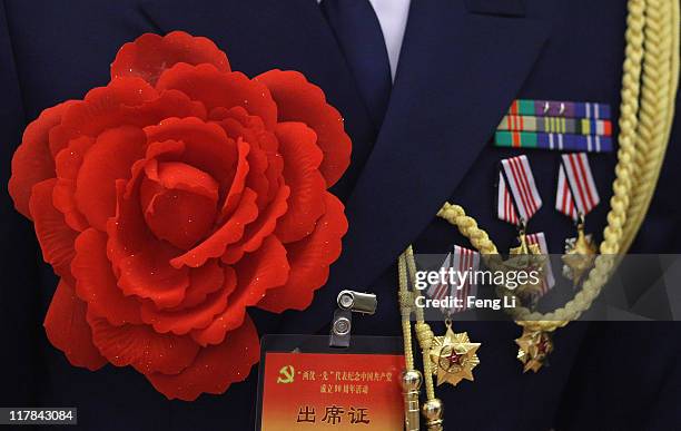 The outstanding member of the Communist Party of China attends the celebration of the Communist Party's 90th anniversary at the Great Hall of the...