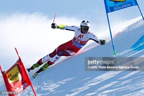 Stefan Brennsteiner of Austria in action during the Audi FIS Alpine Ski World Cup Men's Giant Slalom on October 27, 2019 in Soelden, Austria.