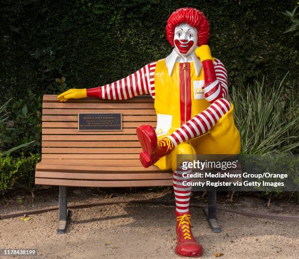 The Ronald McDonald bench on the playground is used by families to take photos at Ronald McDonald House Orange County in Orange on Monday, September...