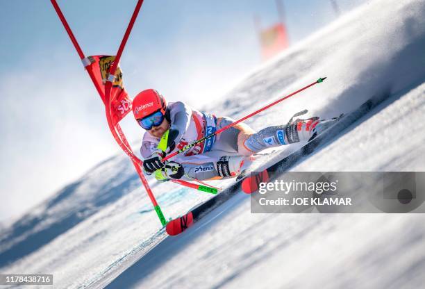 Leif Kristian Nestvold-Haugen of Norway competes in the men's Giant Slalom event of the FIS ski alpine world cup opening in Soelden, Austria, on...